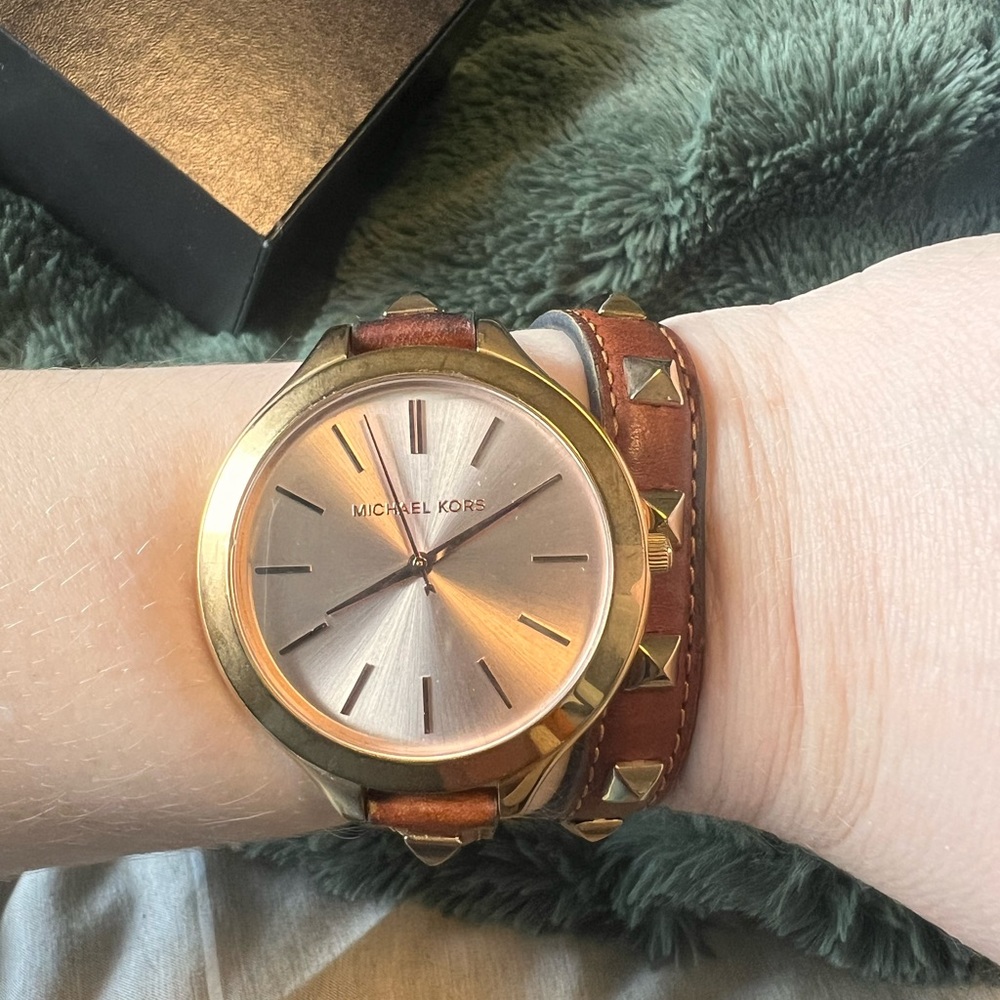 Michael Kors Brown & Rose Gold Wrap Watch